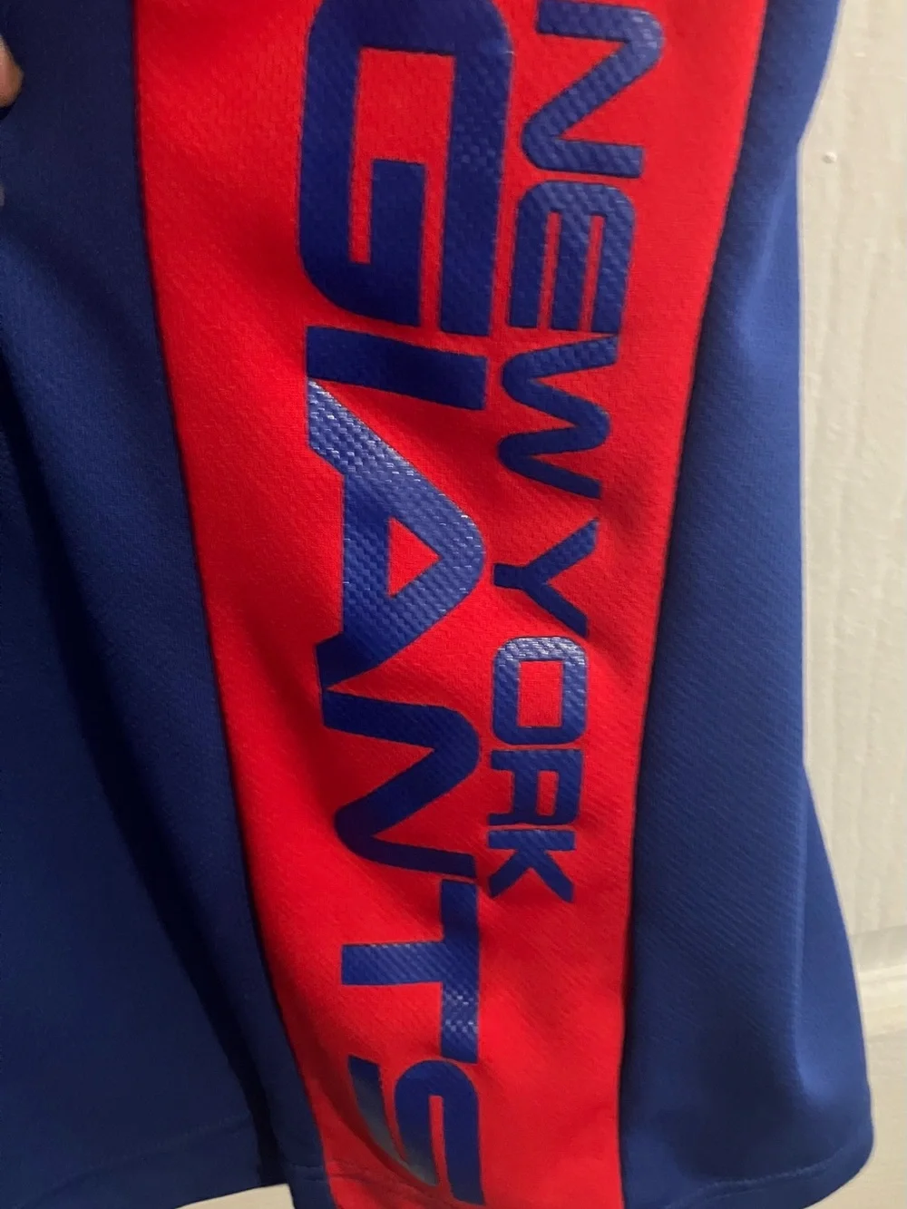 Youth New York Giant’s Royal Blue Polo with Red Side Panels Size M